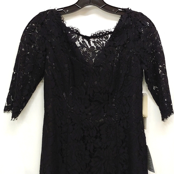 Eliza J Black Lace Cocktail dress, 3/4 Sleeve, Round Neck, Size OP, NWT - Picture 2 of 14